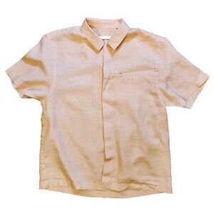 Donna Karan Women's Signature Linen Blouse Size Medium Peach/Orange